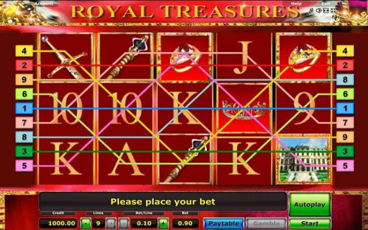 Royal Treasure: линии, барабаны, панель управления